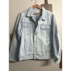 Rip Curl Light Blue Cotton Button Front Denim Jean Jacket Light Wash Size Large